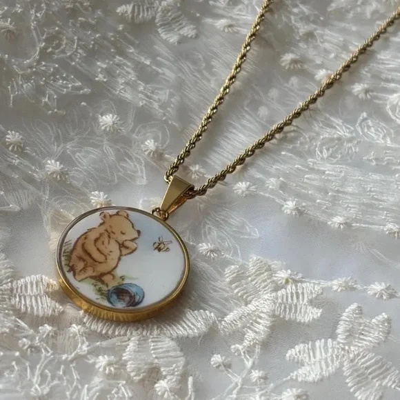 Classic Winnie the Pooh Necklace | Broken China Jewelry - Picture 2 of 2